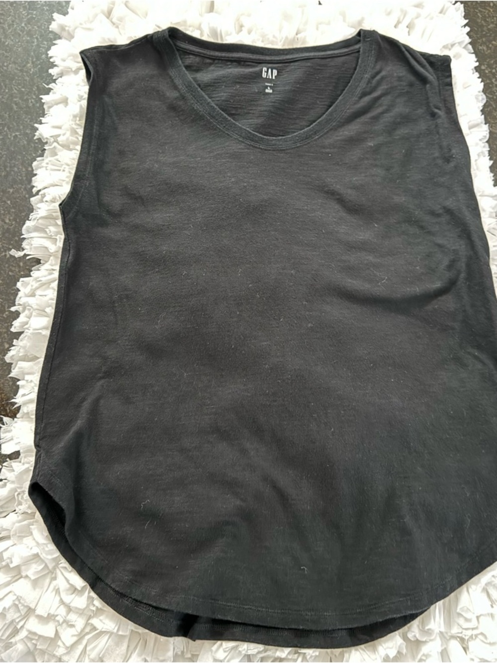 GAP Black Muscle Tank with Curved Hem